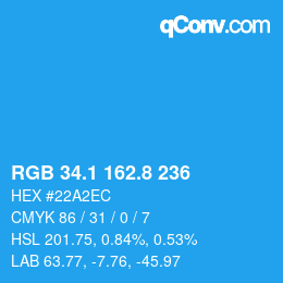 Color code: RGB 34.1 162.8 236 | qconv.com