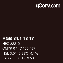 Color code: RGB 34.1 18 17 | qconv.com
