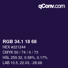 カラーコード: RGB 34.1 18 68 | qconv.com