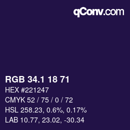 カラーコード: RGB 34.1 18 71 | qconv.com