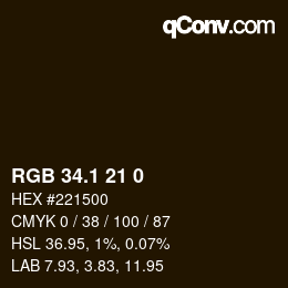 カラーコード: RGB 34.1 21 0 | qconv.com