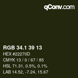 カラーコード: RGB 34.1 39 13 | qconv.com