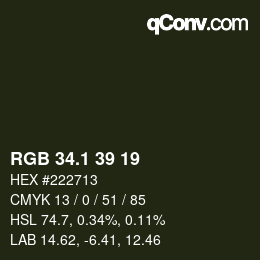 カラーコード: RGB 34.1 39 19 | qconv.com
