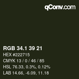 カラーコード: RGB 34.1 39 21 | qconv.com