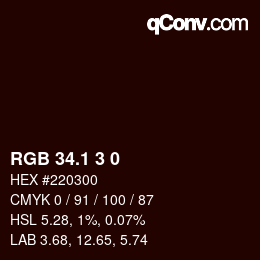 カラーコード: RGB 34.1 3 0 | qconv.com