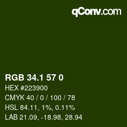 カラーコード: RGB 34.1 57 0 | qconv.com