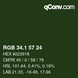 カラーコード: RGB 34.1 57 24 | qconv.com