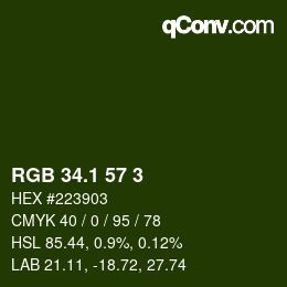 カラーコード: RGB 34.1 57 3 | qconv.com