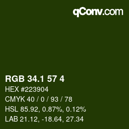 カラーコード: RGB 34.1 57 4 | qconv.com
