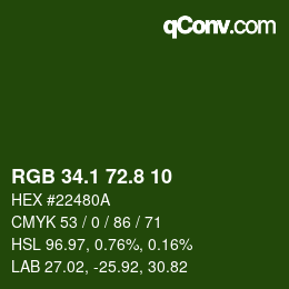 Color code: RGB 34.1 72.8 10 | qconv.com