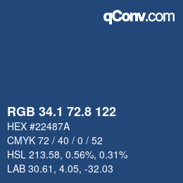 Farbcode: RGB 34.1 72.8 122 | qconv.com