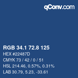 Farbcode: RGB 34.1 72.8 125 | qconv.com