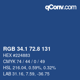 カラーコード: RGB 34.1 72.8 131 | qconv.com