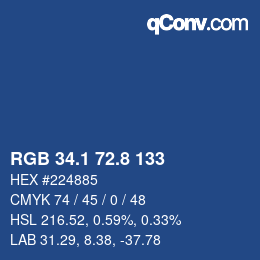 Farbcode: RGB 34.1 72.8 133 | qconv.com