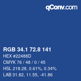 Color code: RGB 34.1 72.8 141 | qconv.com
