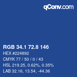 カラーコード: RGB 34.1 72.8 146 | qconv.com