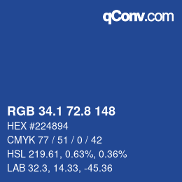 カラーコード: RGB 34.1 72.8 148 | qconv.com