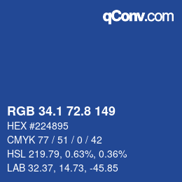 カラーコード: RGB 34.1 72.8 149 | qconv.com