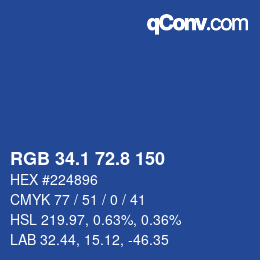 Color code: RGB 34.1 72.8 150 | qconv.com