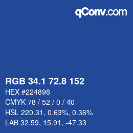 カラーコード: RGB 34.1 72.8 152 | qconv.com