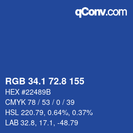 Color code: RGB 34.1 72.8 155 | qconv.com