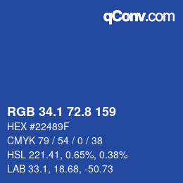 カラーコード: RGB 34.1 72.8 159 | qconv.com