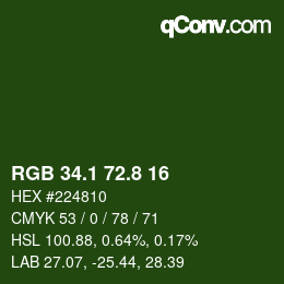 カラーコード: RGB 34.1 72.8 16 | qconv.com