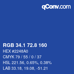 Código de color: RGB 34.1 72.8 160 | qconv.com
