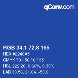 Color code: RGB 34.1 72.8 165 | qconv.com
