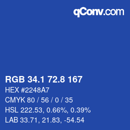 Color code: RGB 34.1 72.8 167 | qconv.com