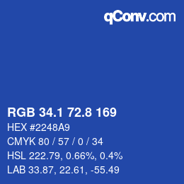 Color code: RGB 34.1 72.8 169 | qconv.com