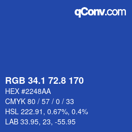 Color code: RGB 34.1 72.8 170 | qconv.com