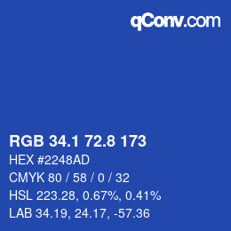 カラーコード: RGB 34.1 72.8 173 | qconv.com