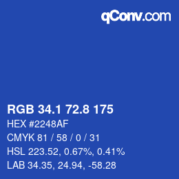 Farbcode: RGB 34.1 72.8 175 | qconv.com