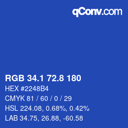 カラーコード: RGB 34.1 72.8 180 | qconv.com