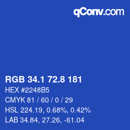 カラーコード: RGB 34.1 72.8 181 | qconv.com