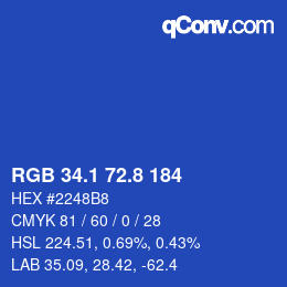 カラーコード: RGB 34.1 72.8 184 | qconv.com