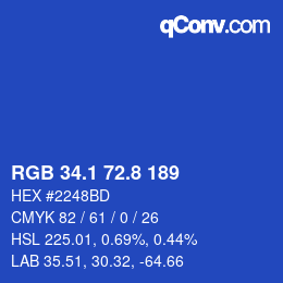 カラーコード: RGB 34.1 72.8 189 | qconv.com