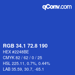 カラーコード: RGB 34.1 72.8 190 | qconv.com