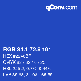 カラーコード: RGB 34.1 72.8 191 | qconv.com