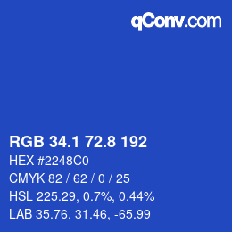 カラーコード: RGB 34.1 72.8 192 | qconv.com