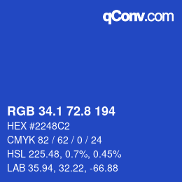 カラーコード: RGB 34.1 72.8 194 | qconv.com