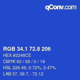 カラーコード: RGB 34.1 72.8 206 | qconv.com