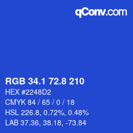 カラーコード: RGB 34.1 72.8 210 | qconv.com