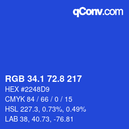 カラーコード: RGB 34.1 72.8 217 | qconv.com