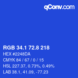 カラーコード: RGB 34.1 72.8 218 | qconv.com