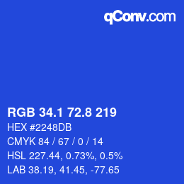 カラーコード: RGB 34.1 72.8 219 | qconv.com