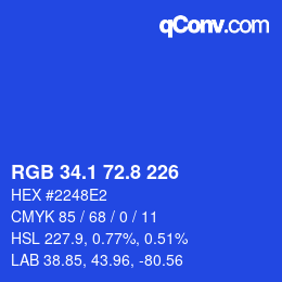 カラーコード: RGB 34.1 72.8 226 | qconv.com