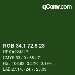 カラーコード: RGB 34.1 72.8 23 | qconv.com