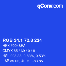 カラーコード: RGB 34.1 72.8 234 | qconv.com